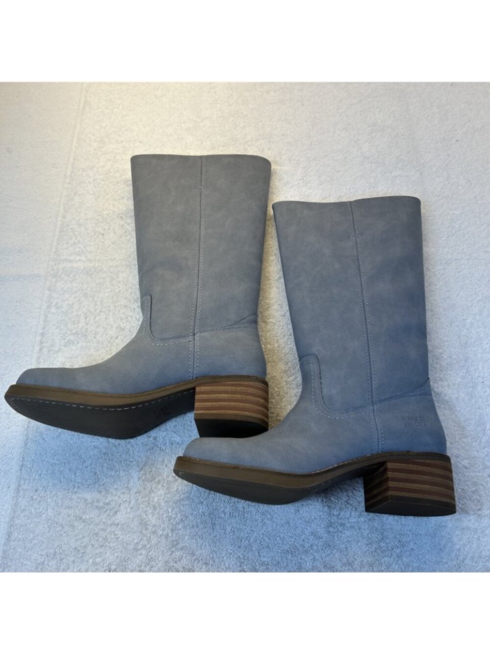 Frye Miranda 14 Riding Boots Knee High Western Dusty Blue Vegan Women Sz 9.5 NEW - Picture 5 of 13